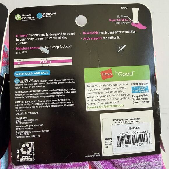 New HANES (12 Pair) Premium Performance Super/No Show Socks Girls Size 10.5-4 - Picture 6 of 8
